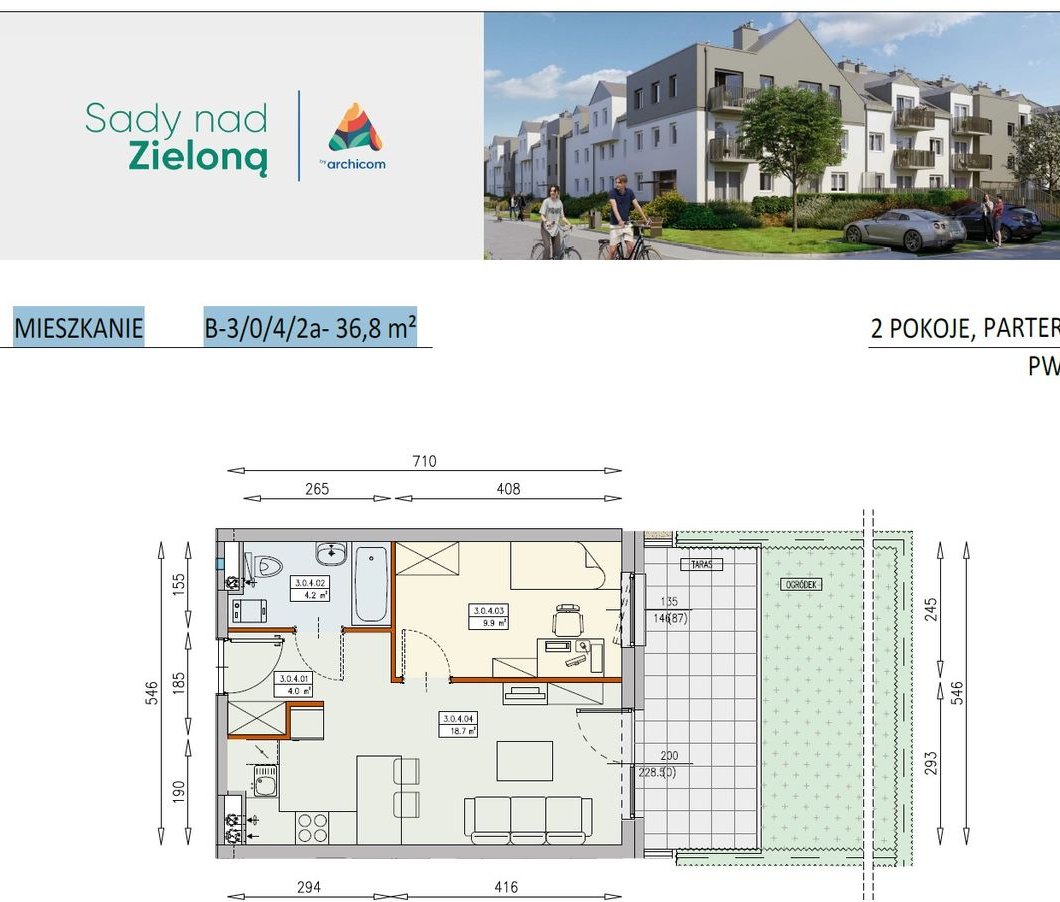 Super Cena 2pok. z Ogrodem 800m tramwaj Książe Małe