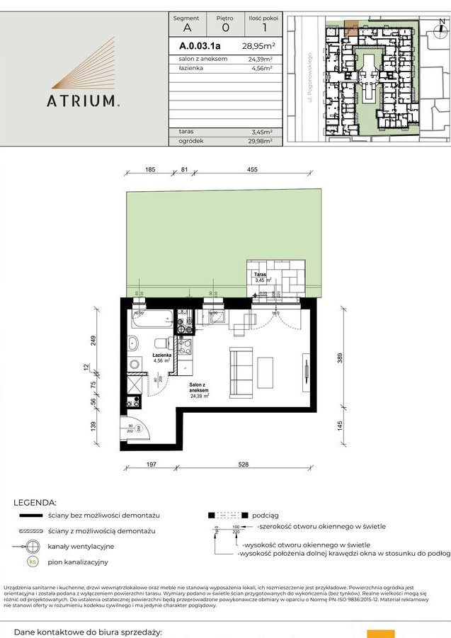 1-pokojowe mieszkanie 29m2 + ogródek Bez Prowizji