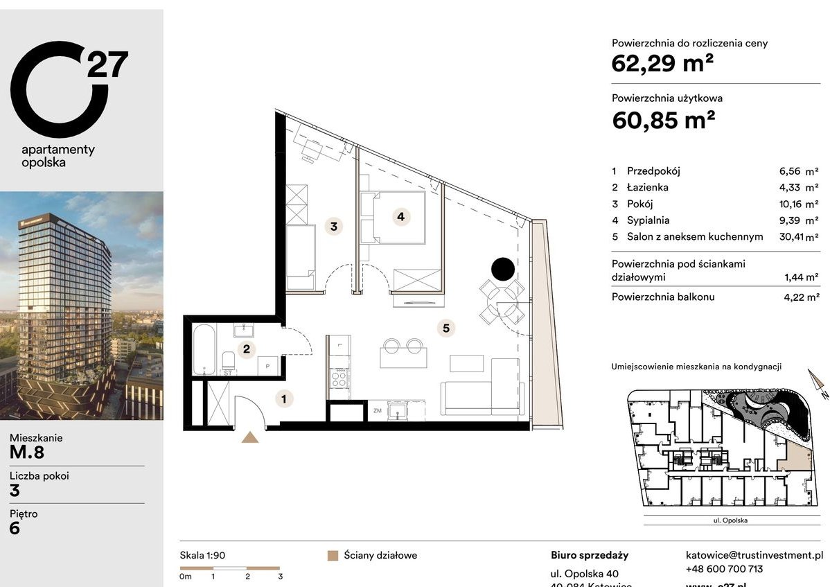 3-pokojowe mieszkanie 60m2 + balkon Bez Prowizji
