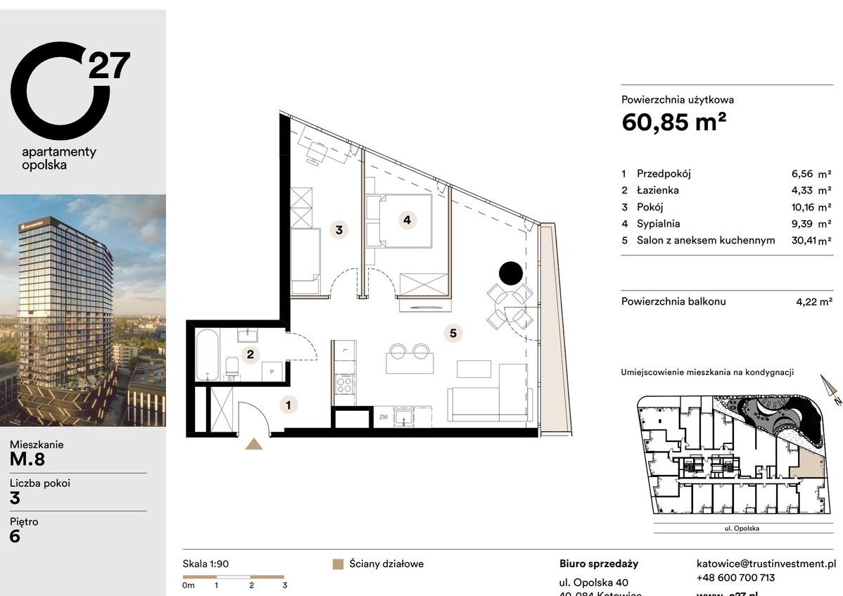3-pokojowe mieszkanie 60m2 + balkon Bez Prowizji