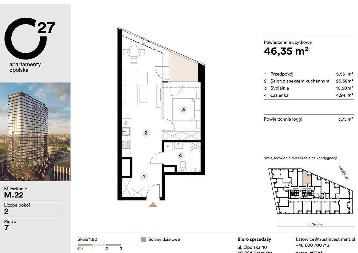 2-pokojowe mieszkanie 46m2 Bez Pośredników