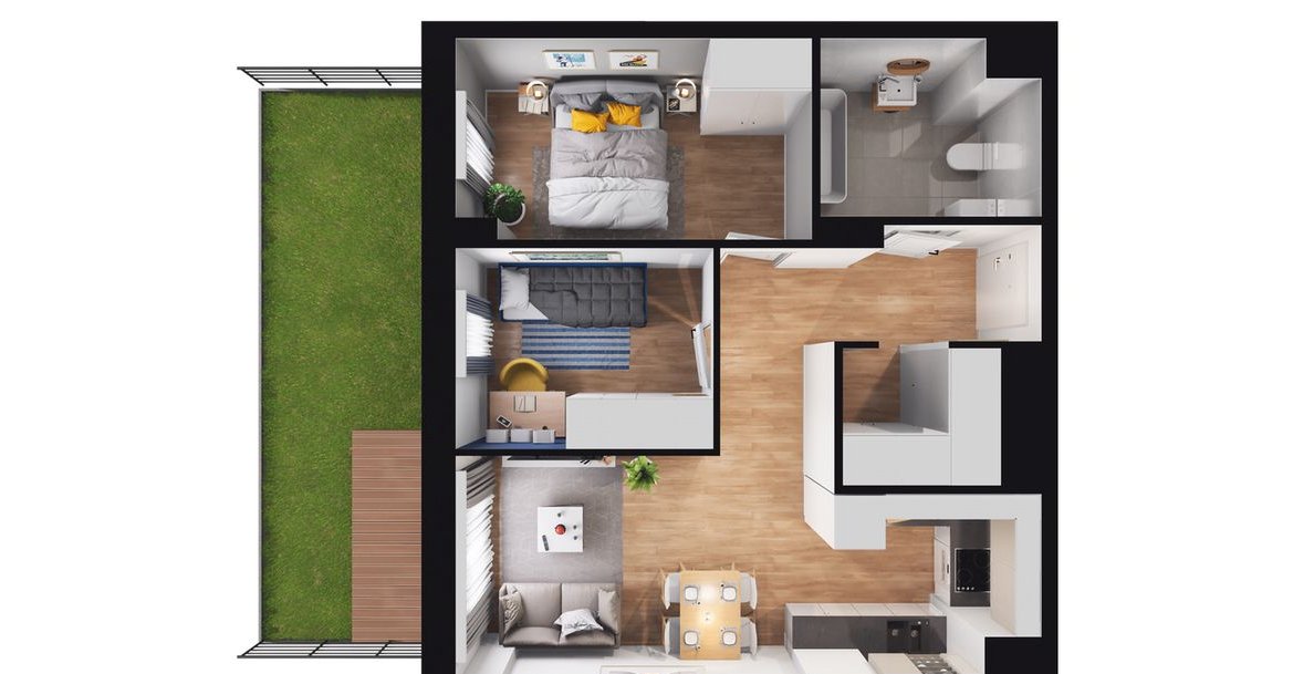 3-pokojowe mieszkanie 49m2 + ogródek