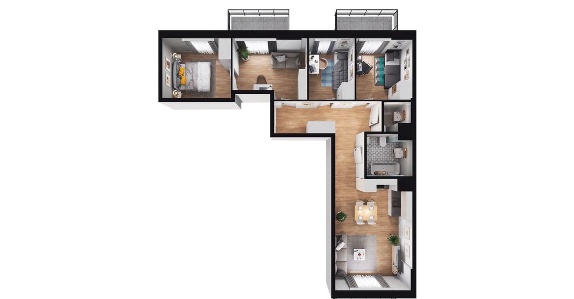 5-pokojowe mieszkanie 69m2 + 3 balkony