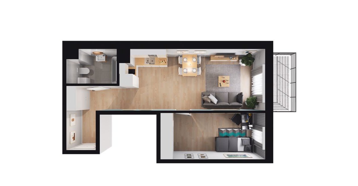 2-pokojowe mieszkanie 42m2 + balkon Bez Prowizji