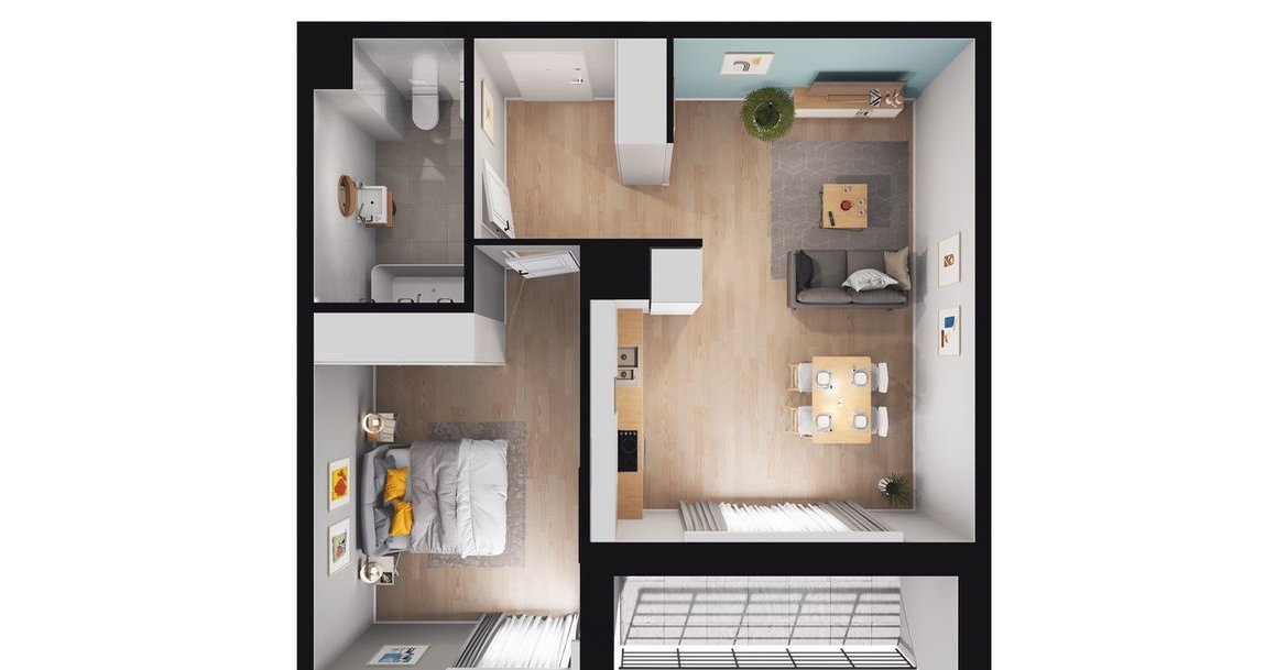 2-pokojowe mieszkanie 49m2 + loggia Bezpośrednio