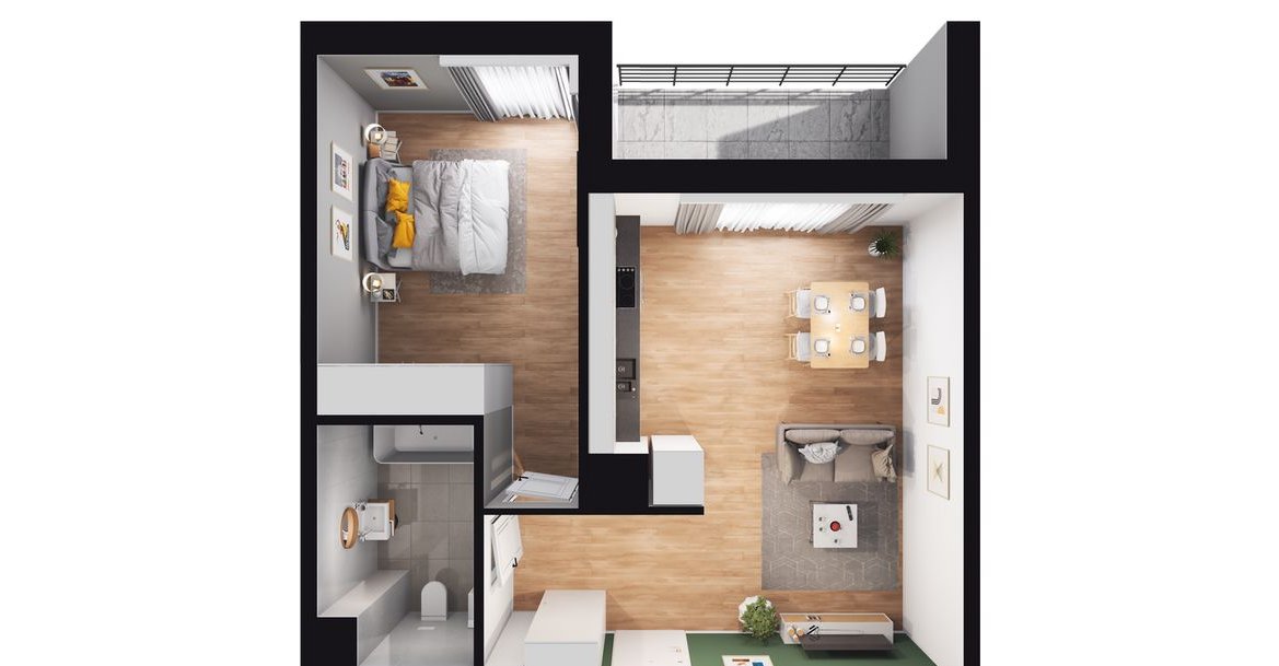 2-pokojowe mieszkanie 46m2 + loggia Bezpośrednio