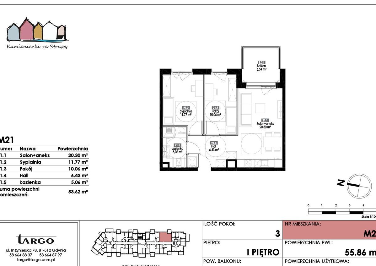 3-pokojowe mieszkanie 53m2 + balkon