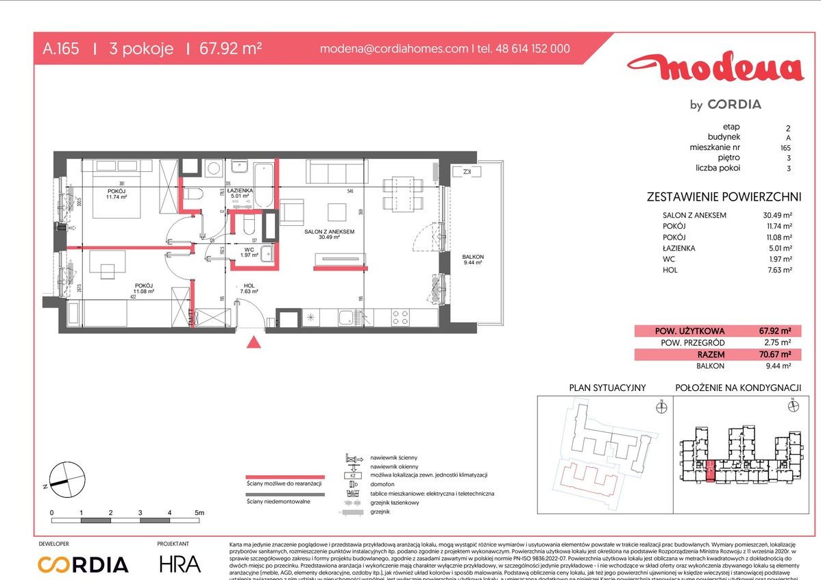 3-pokojowe mieszkanie 67m2 + balkon