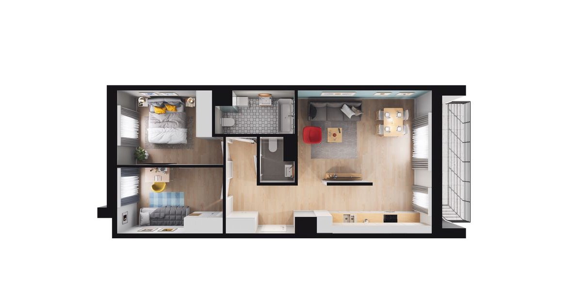3-pokojowe mieszkanie 67m2 + balkon