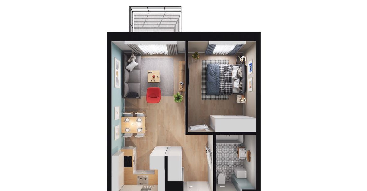 2-pokojowe mieszkanie 41m2 + balkon