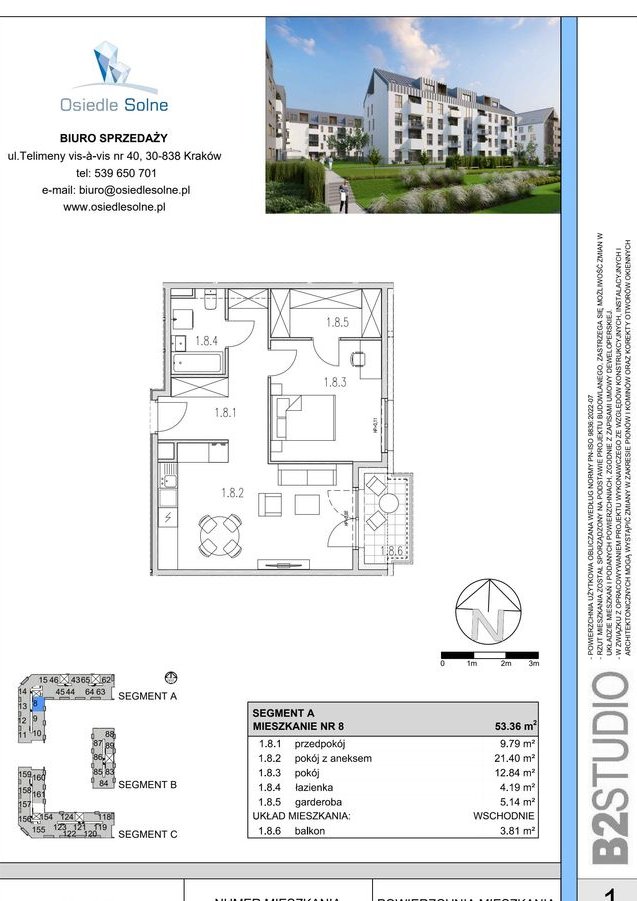 3-pokojowe mieszkanie 53m2 + balkon
