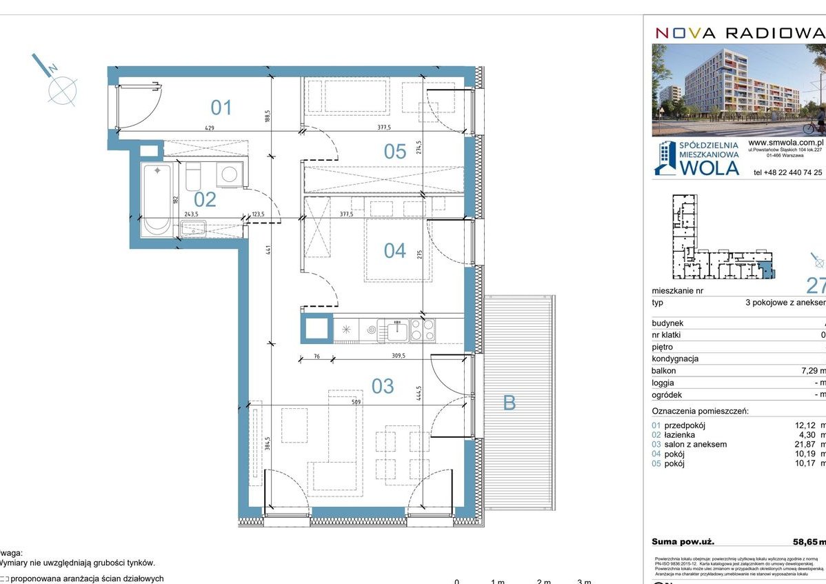 3-pokojowe mieszkanie 58m2 + balkon Bez Prowizji
