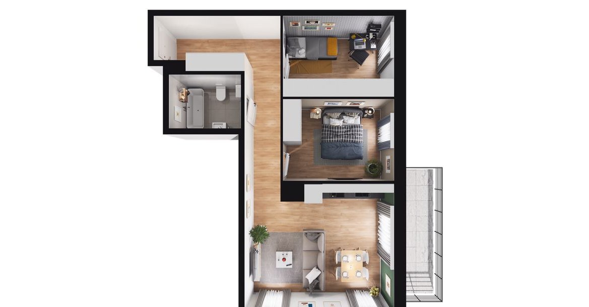 3-pokojowe mieszkanie 58m2 + balkon Bez Prowizji