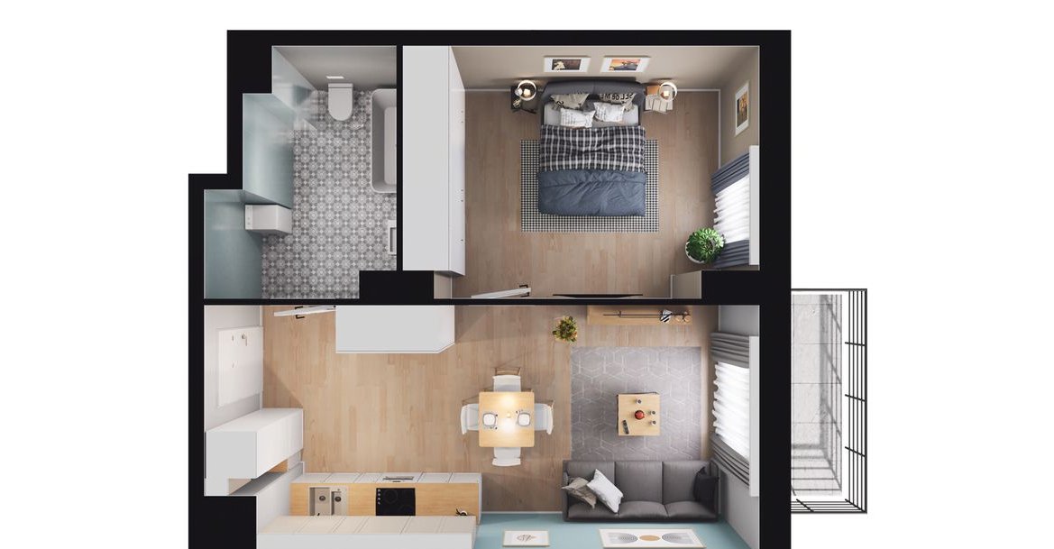 2-pokojowe mieszkanie 40m2 + balkon Bezpośrednio