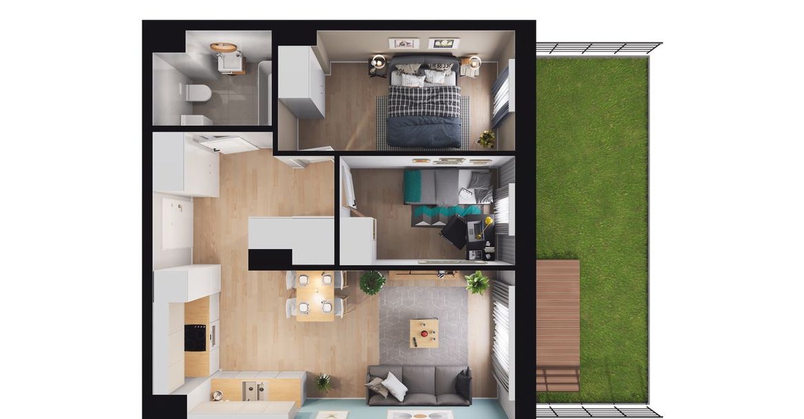 3-pokojowe mieszkanie 49m2 + ogródek Bez Prowizji