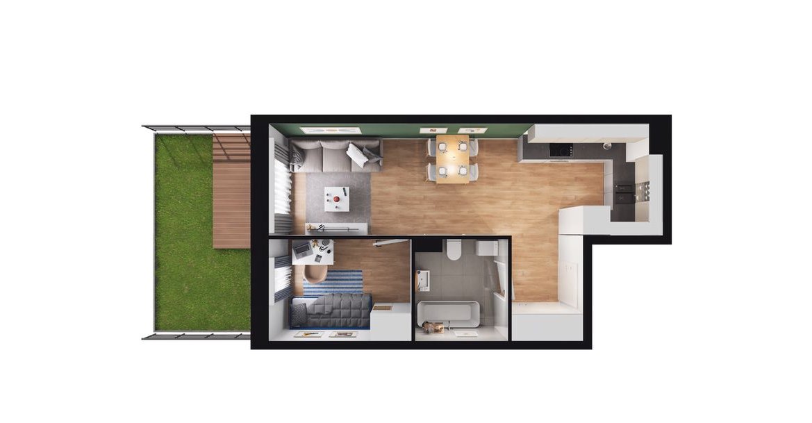 1-pokojowe mieszkanie 34m2 + ogródek Bezpośrednio