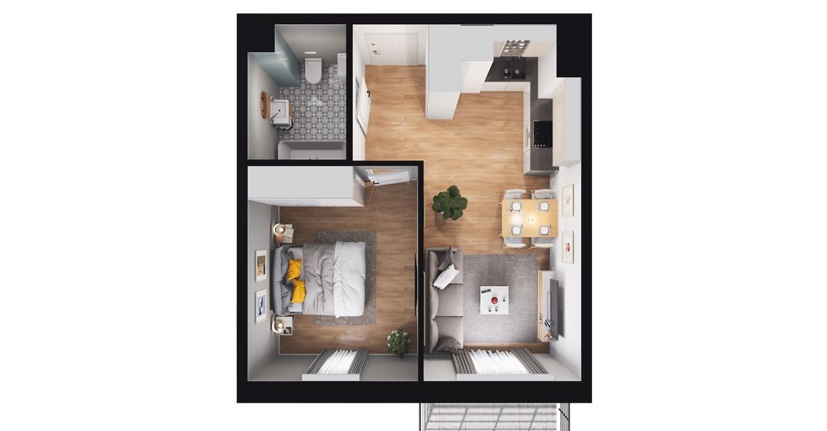 2-pokojowe mieszkanie 38m2 Bezpośrednio