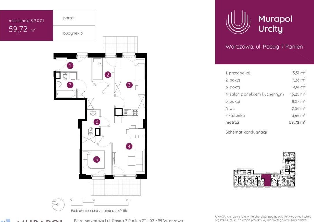 4-pokojowe mieszkanie 59m2 Bezpośrednio