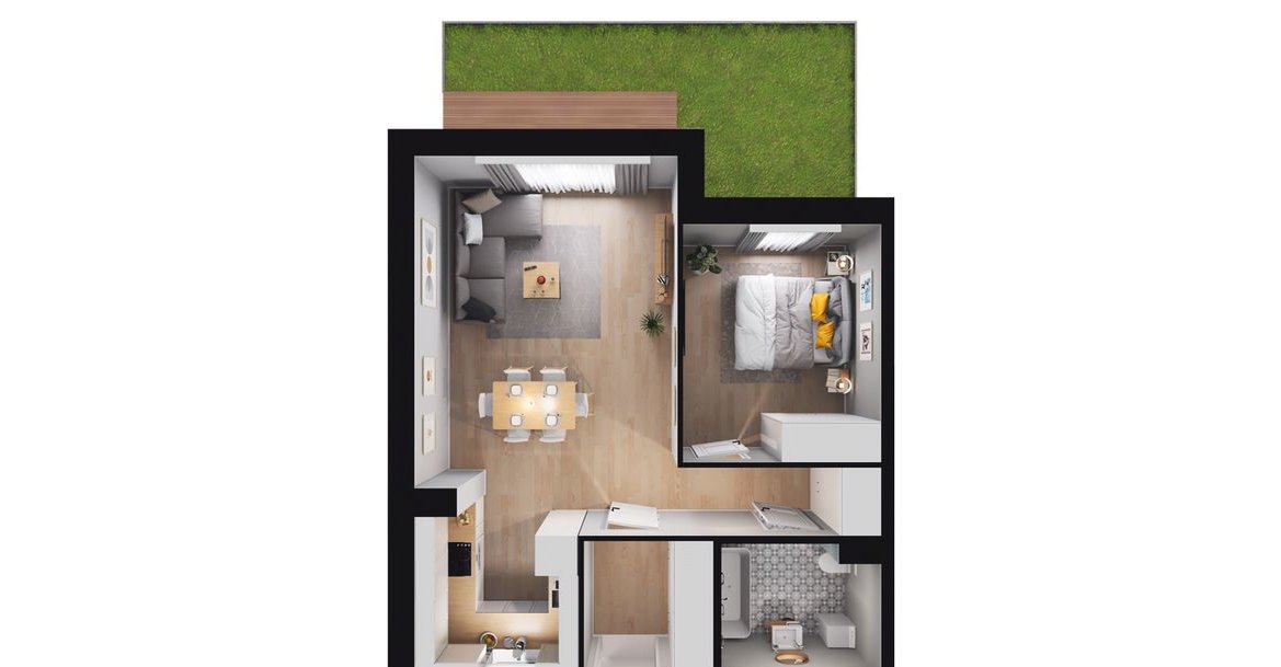 2-pokojowe mieszkanie 49m2 + ogródek Bezpośrednio