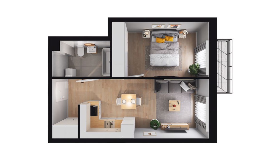 2-pokojowe mieszkanie 36m2 + balkon Bez Prowizji