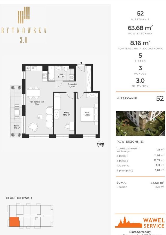 3-pokojowe mieszkanie 63m2 + balkon Bezpośrednio