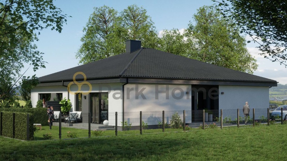 Parterowy dom w zabudowie bliźniaczej. Karolewko.