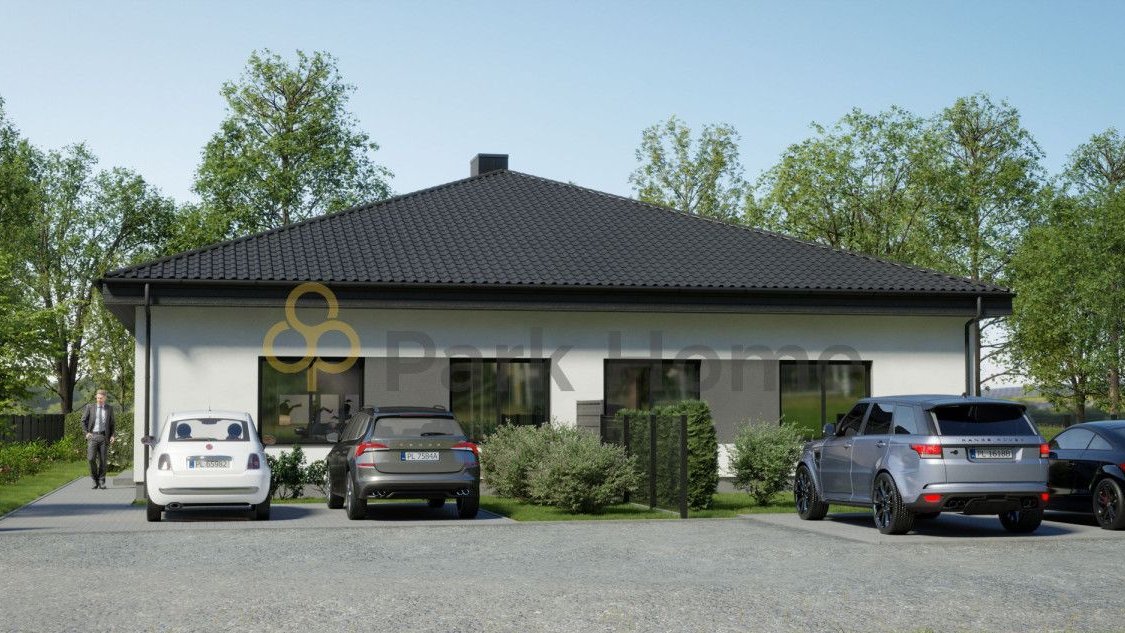 Parterowy dom w zabudowie bliźniaczej. Karolewko.