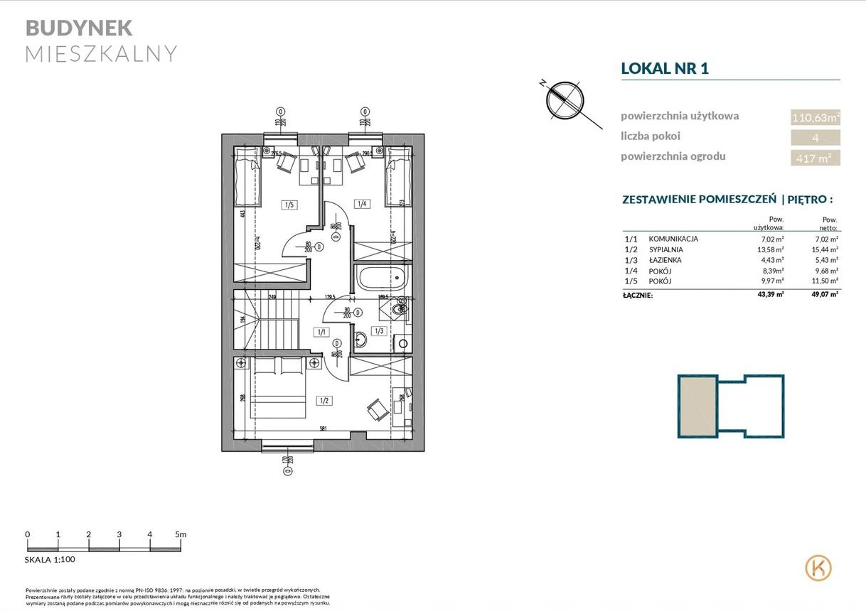 Nowoczesny dom - lokal mieszkalny z ogrodem | 110,63 m² | Kołdowo