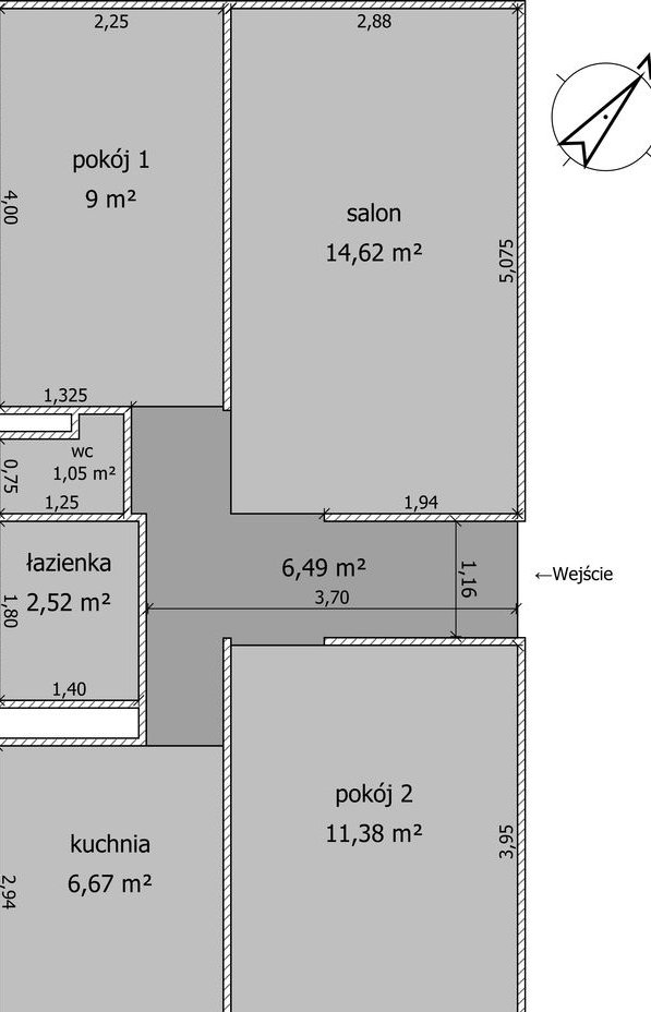 Mieszkanie 3 pokojowe 53m na Winogradach
