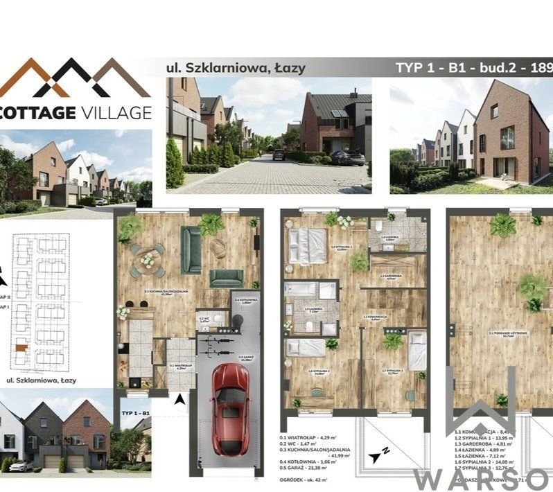 Garaż, poddasze, 4 pokoje, 3 łazienki.