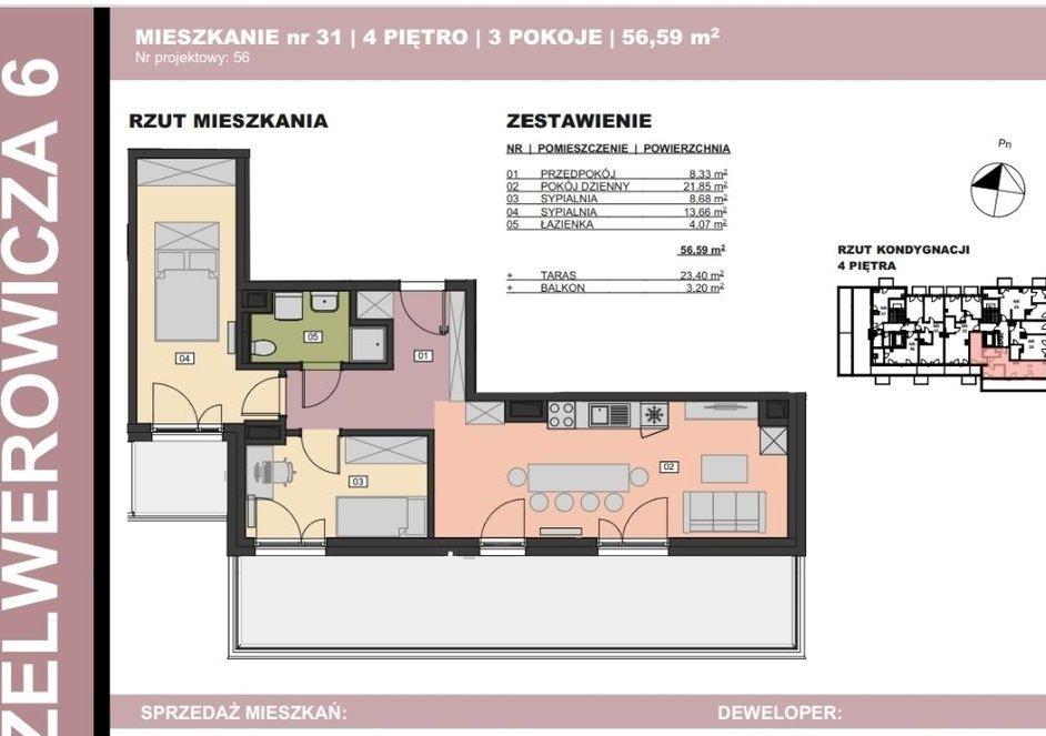 Dwustronne mieszkanie 3 pokojowe blisko centrum