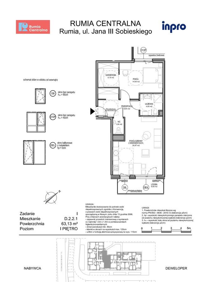 3-pokojowe mieszkanie 63m2 + loggia Bezpośrednio