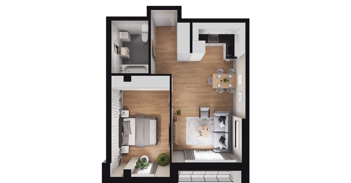 2-pokojowe mieszkanie 44m2 + balkon Bezpośrednio