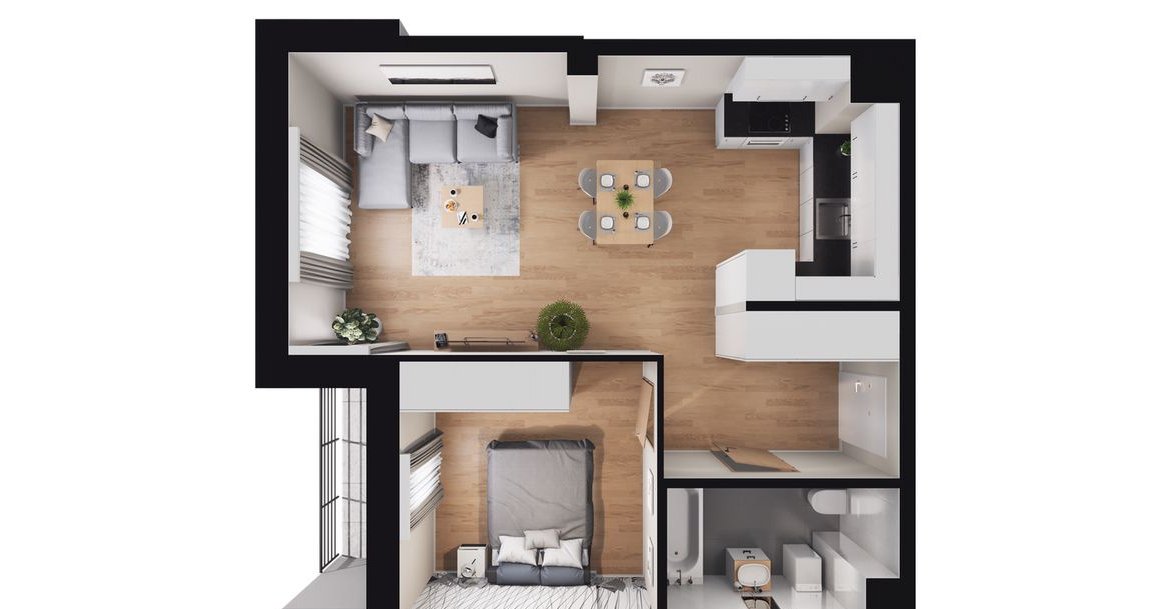 2-pokojowe mieszkanie 45m2 + loggia