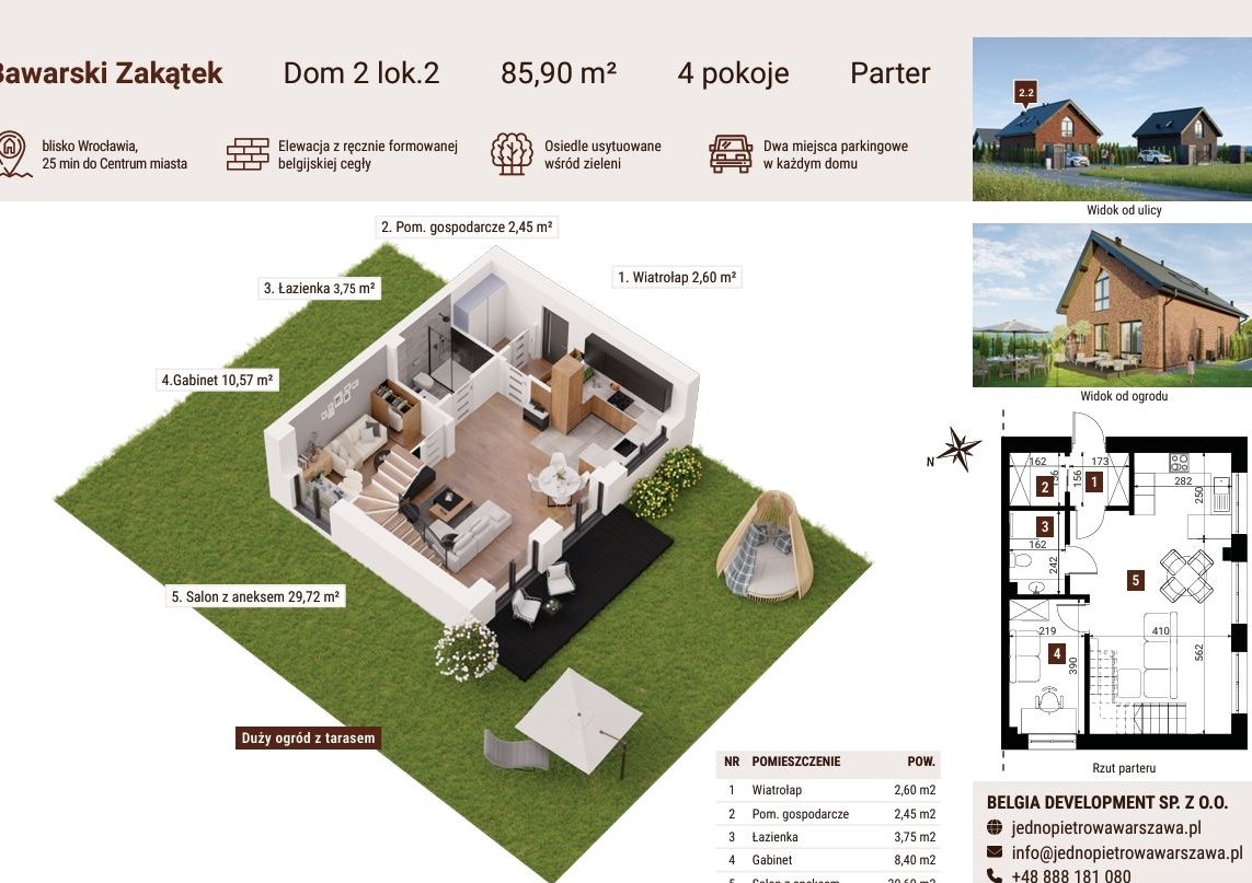 Dom jednorodzinny dwulokalowy w Bawarskim stylu z prywatnym ogródkiem