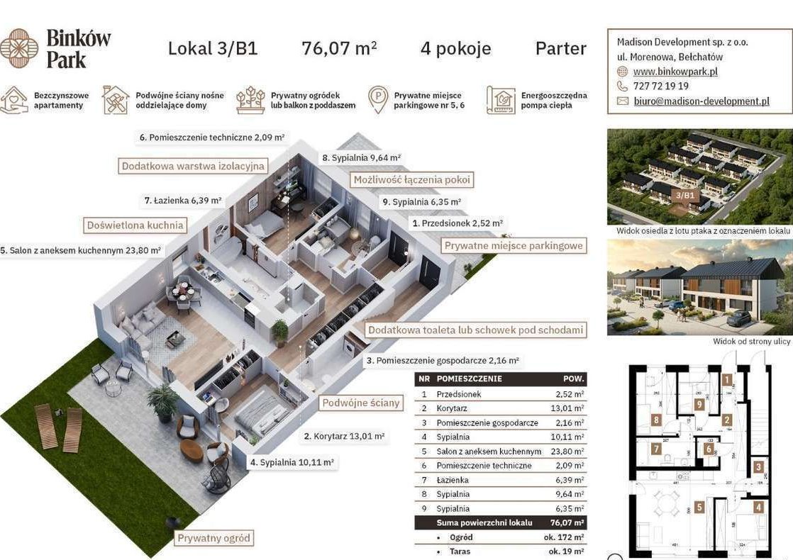 Binków Park - Dom B1 - NOWA INWESTYCJA - Ogródek Parking DOM