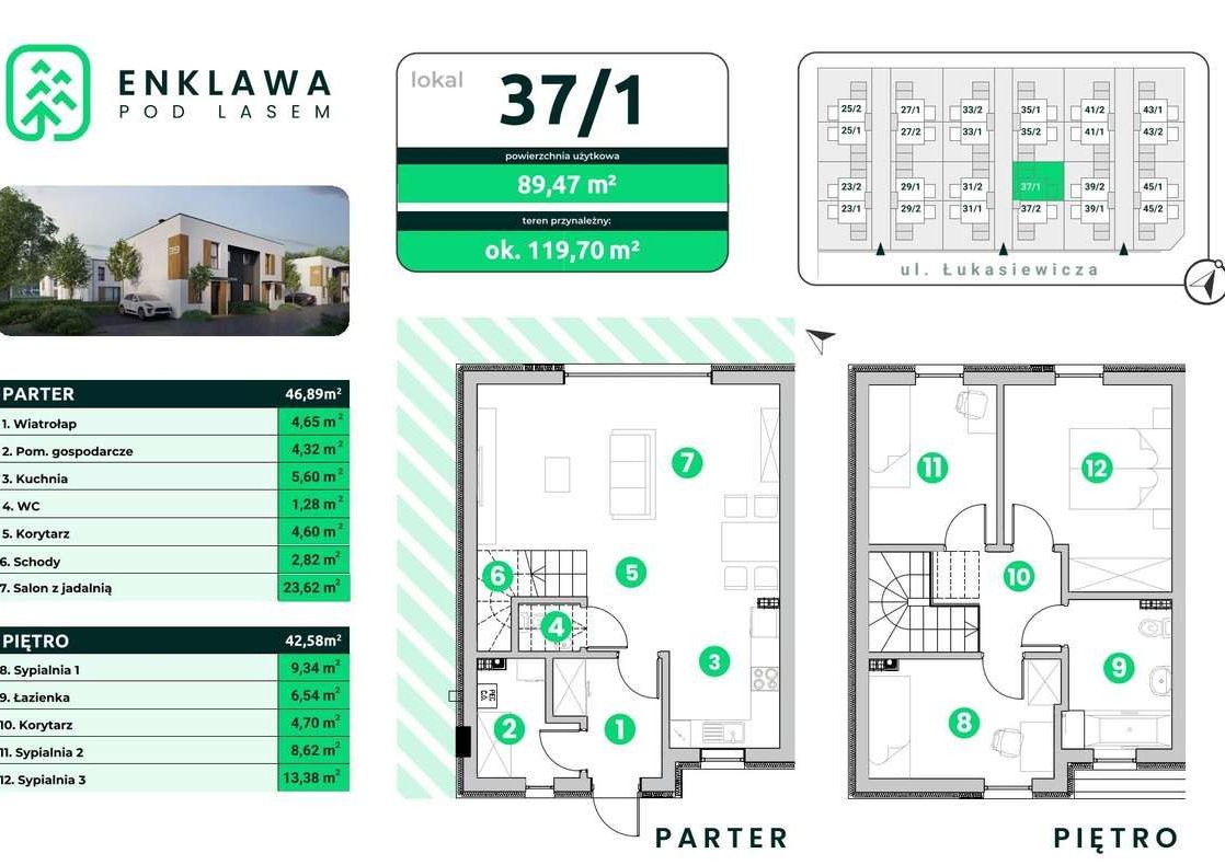 Rezerwacja - Jędrzychów, Dom 37/1 z ogrodem + 2 m. parkingowe