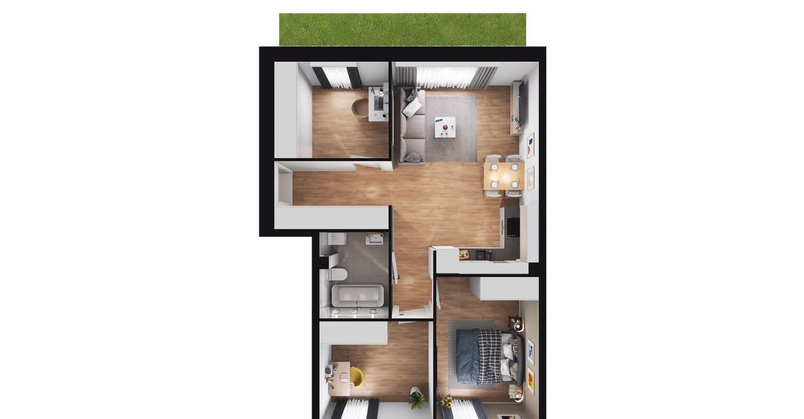 4-pokojowe mieszkanie 59m2 + ogródek