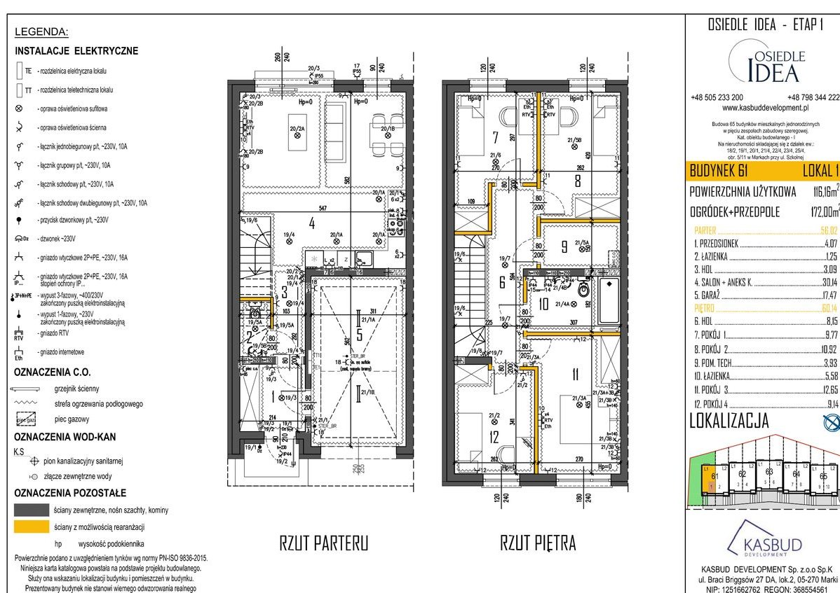 ETAP I - BUD. 61 LOK.1 SEGMENT Z GARAŻEM i OGRÓDEK +M.POSTOJOWE 172 M2