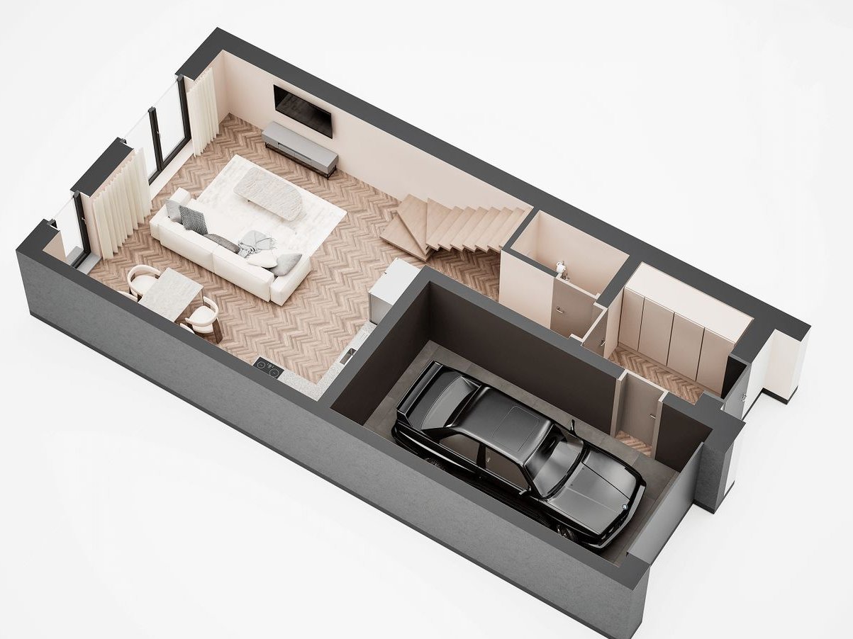 ETAP I - BUD. 61 LOK.1 SEGMENT Z GARAŻEM i OGRÓDEK +M.POSTOJOWE 172 M2