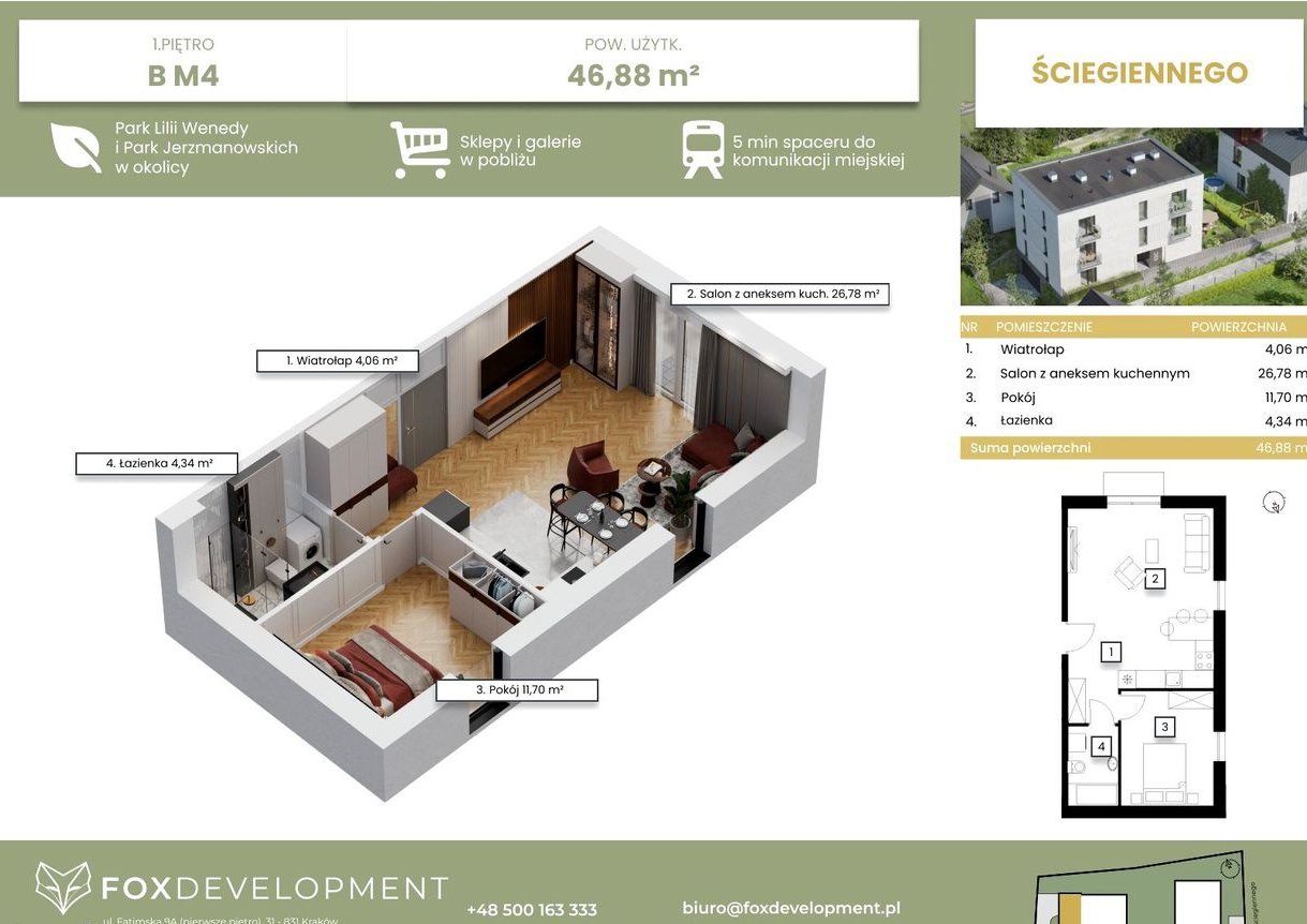 Dwupokojowe mieszkanie w kameralnej inwestycji