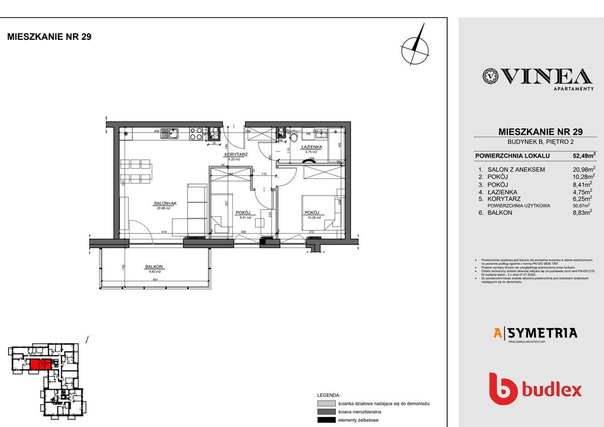 3-pokojowe mieszkanie 50m2 + balkon Bezpośrednio
