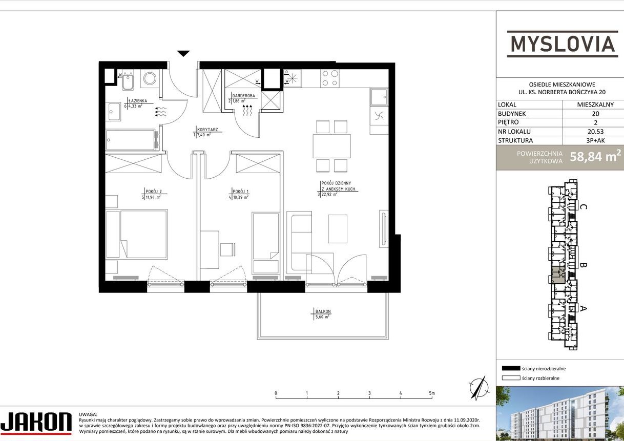 3-pokojowe mieszkanie 58m2 + balkon Bez Prowizji