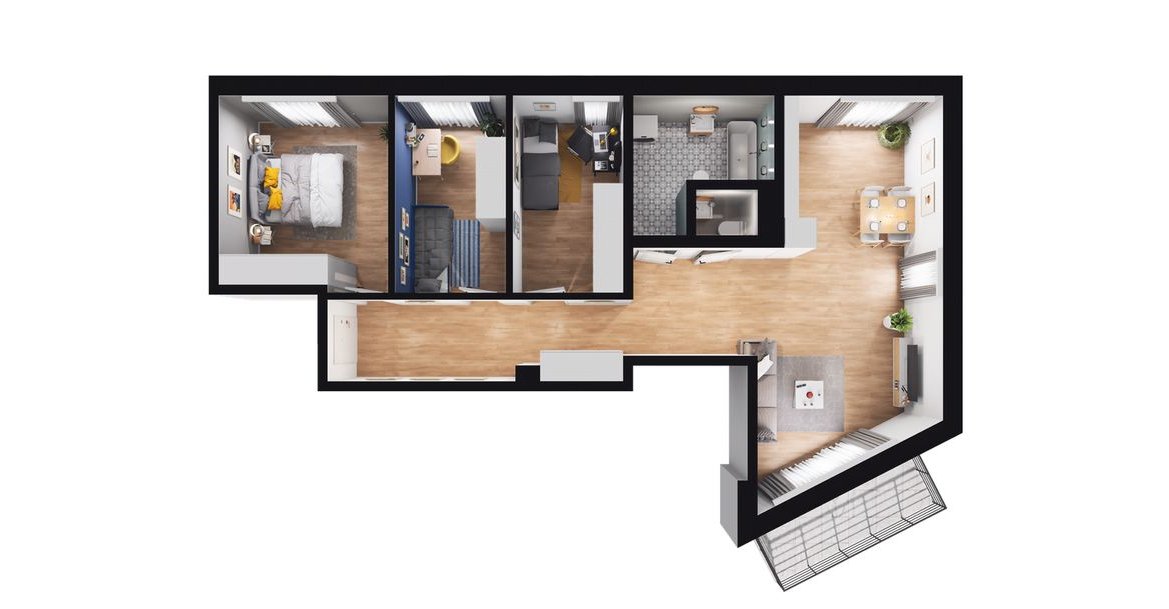 4-pokojowe mieszkanie 76m2 + balkon Bezpośrednio