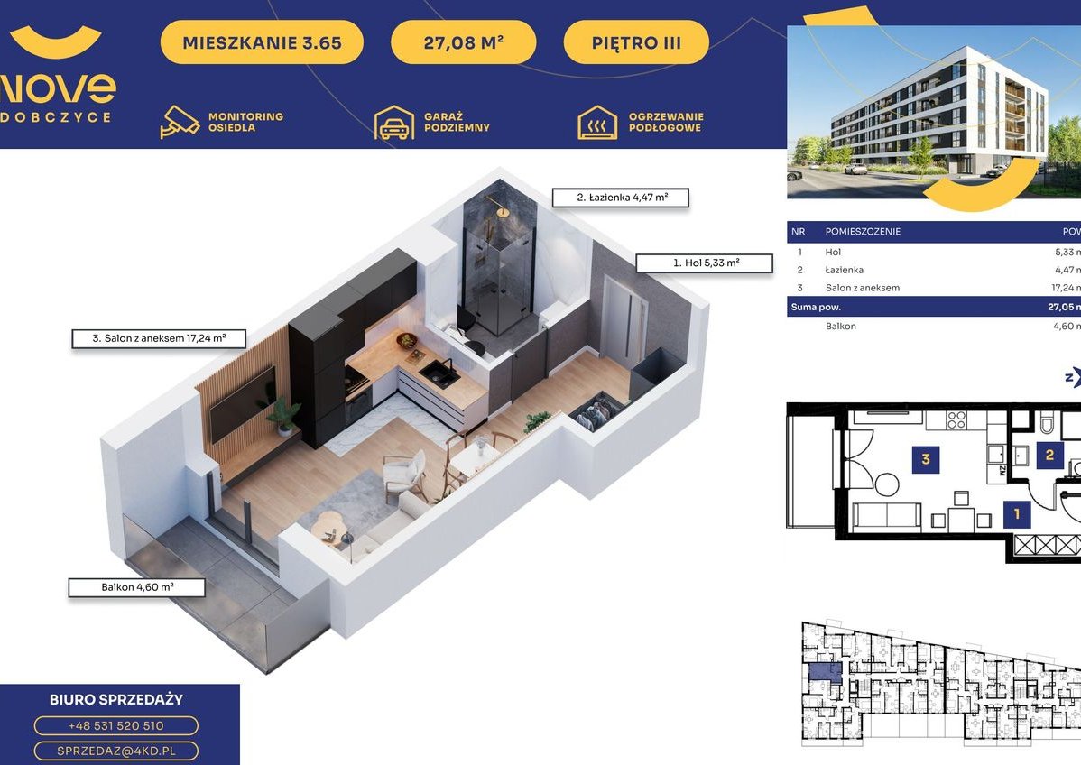 Nove Dobczyce | mieszkanie 1-pok. | 65