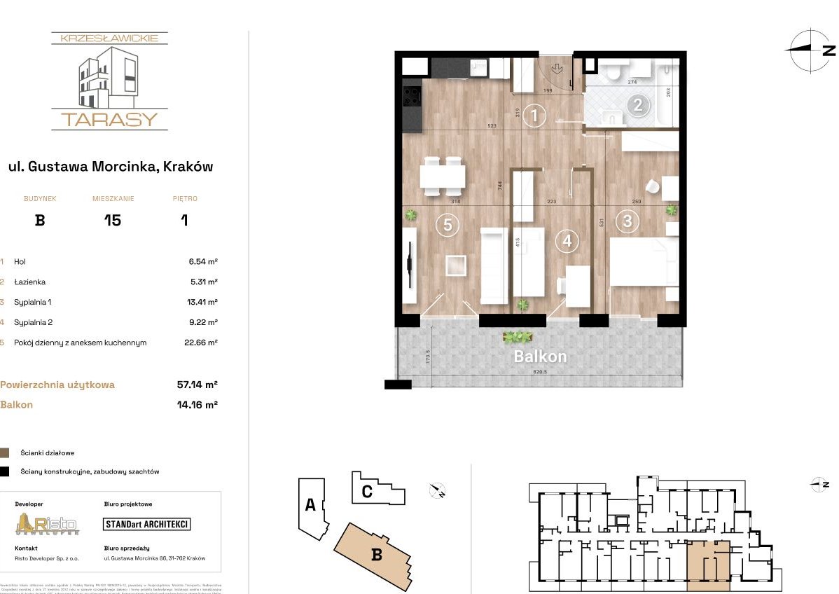 3-pokojowe mieszkanie 57m2 + balkon Bezpośrednio