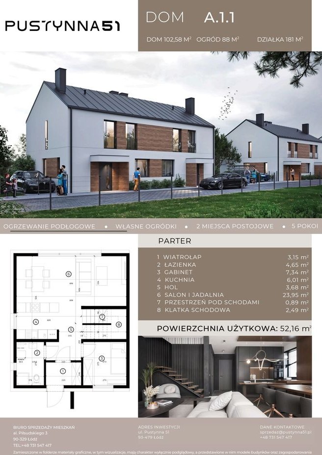 5-pokojowy dom 102m2 + ogródek Bezpośrednio