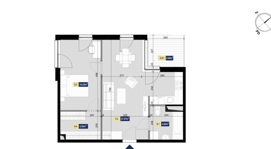 Apartamenty Złota, 2 pokoje z garderobą, pod klucz