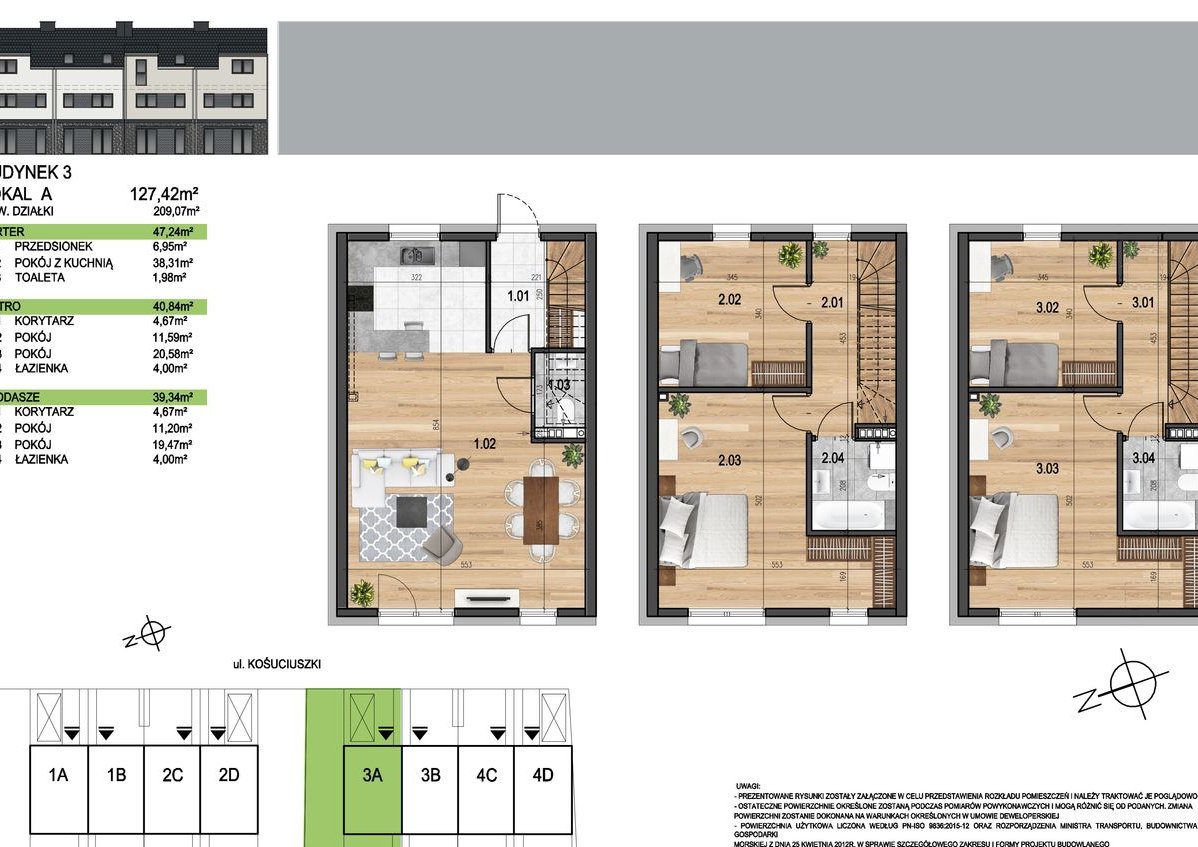 Dom szeregowy trzy kondygnacje w Iwinach