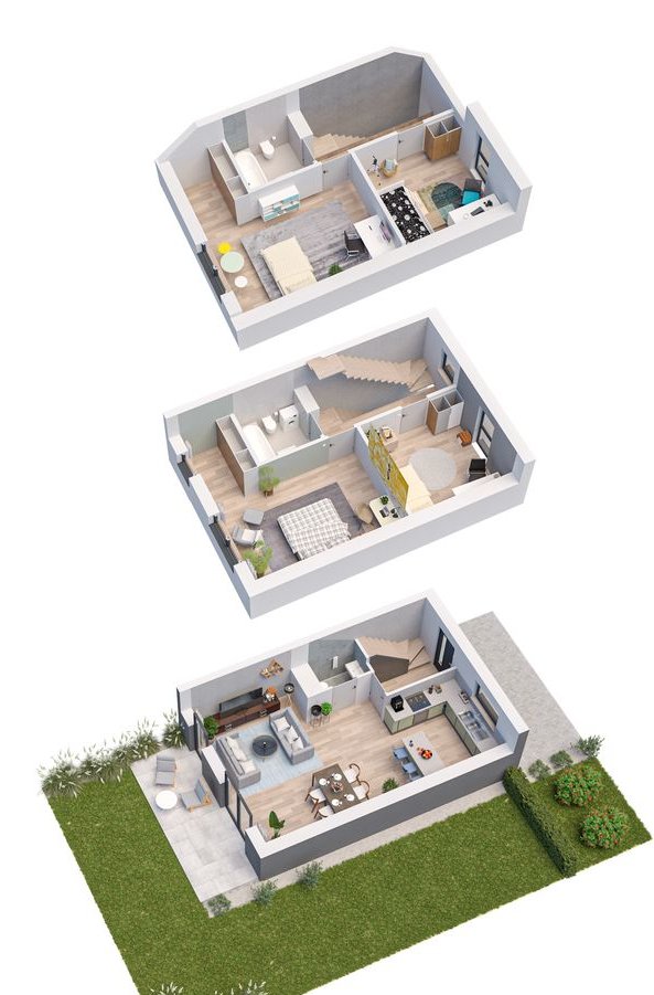 Dom szeregowy trzy kondygnacje w Iwinach